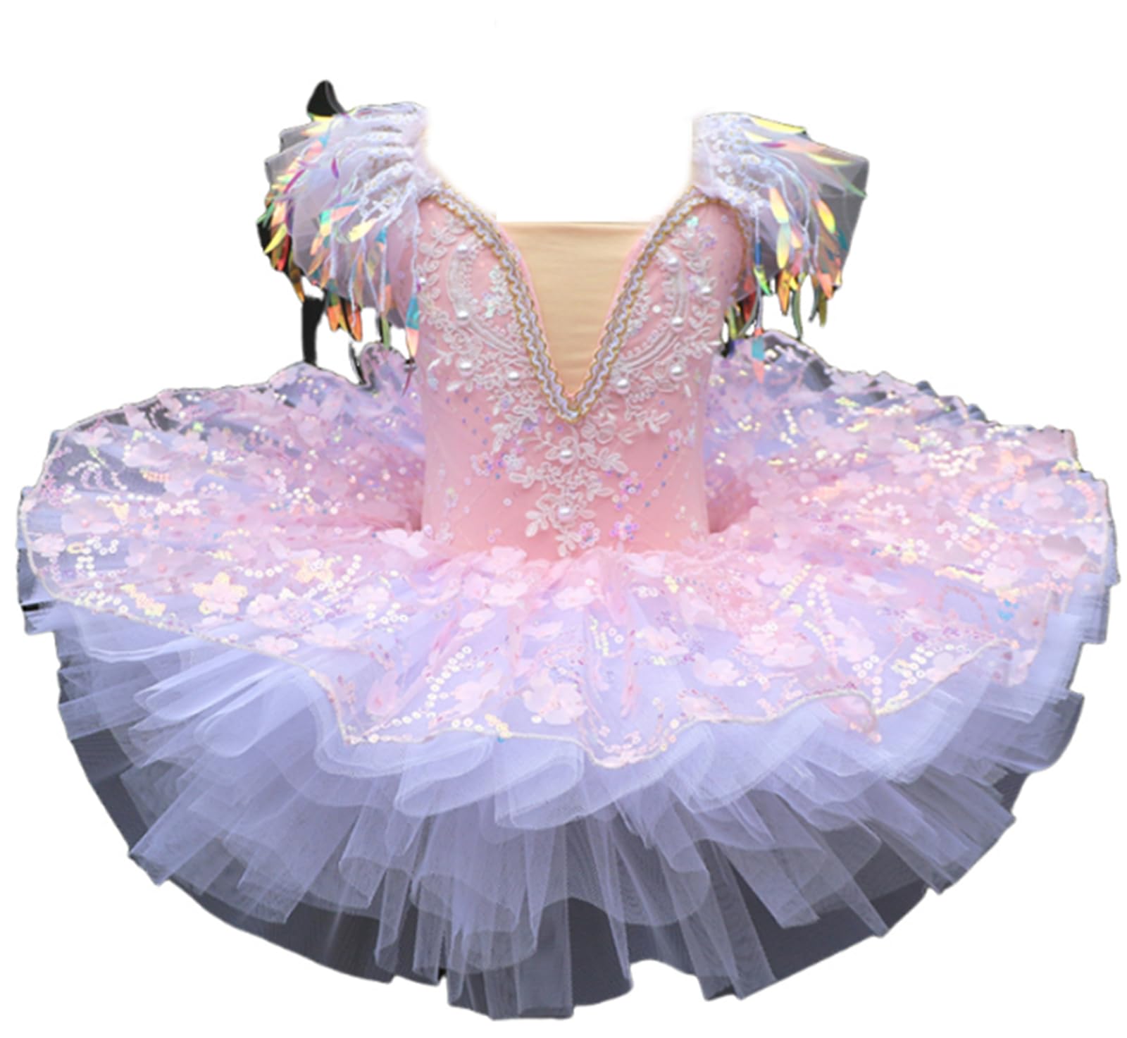 Tutú de Ballet Profesional para niñas, diseño de panqueque con Plato de Lago de los Cisnes, Vestido de Fiesta de Bailarina