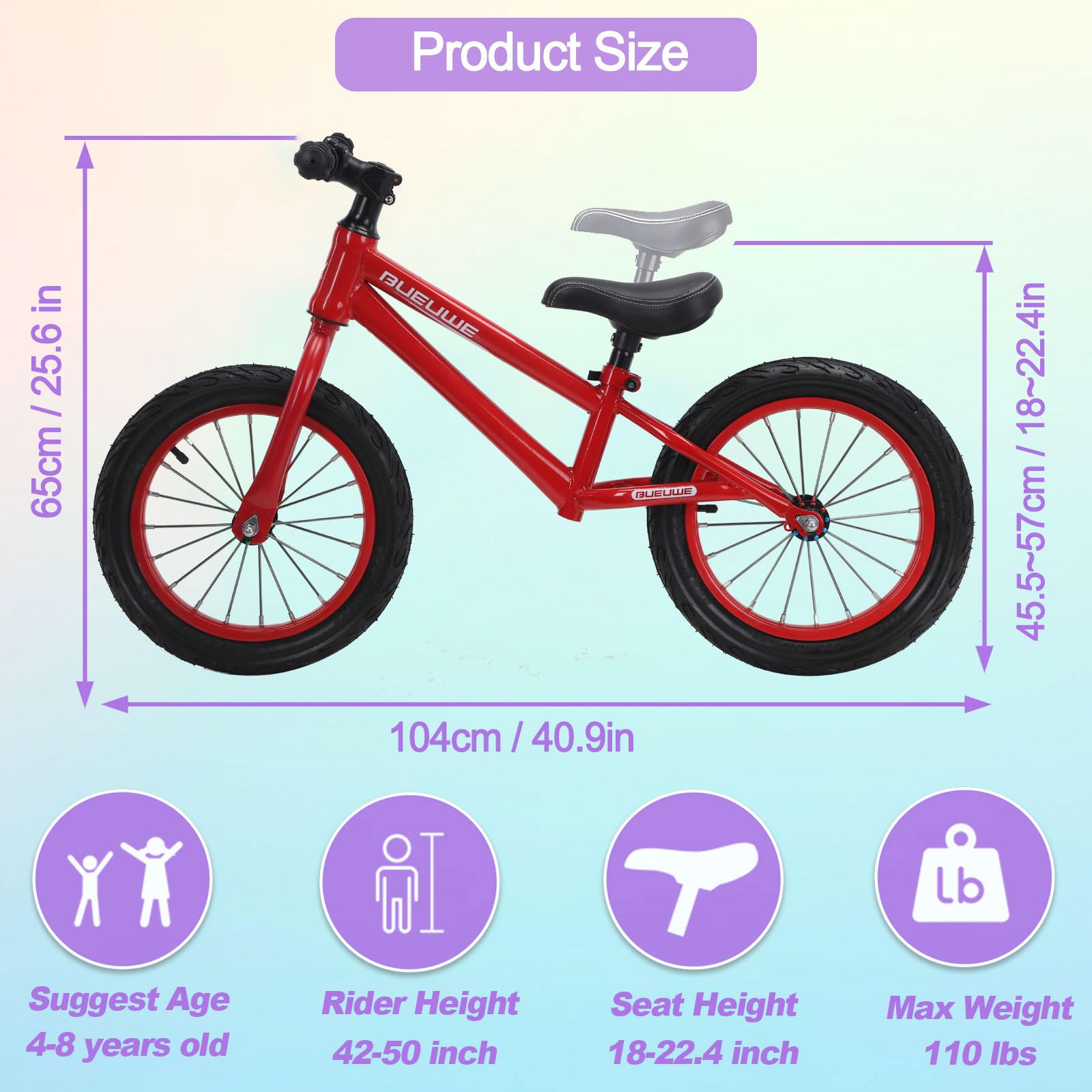 Bicicleta de 16 pulgadas para niños grandes a partir de 4, 5, 6, 7, 8 años, para niños y niñas, bicicleta sin pedal, asiento ajustable, neumáticos de aire, montaje rápido, cómoda y muy ligera