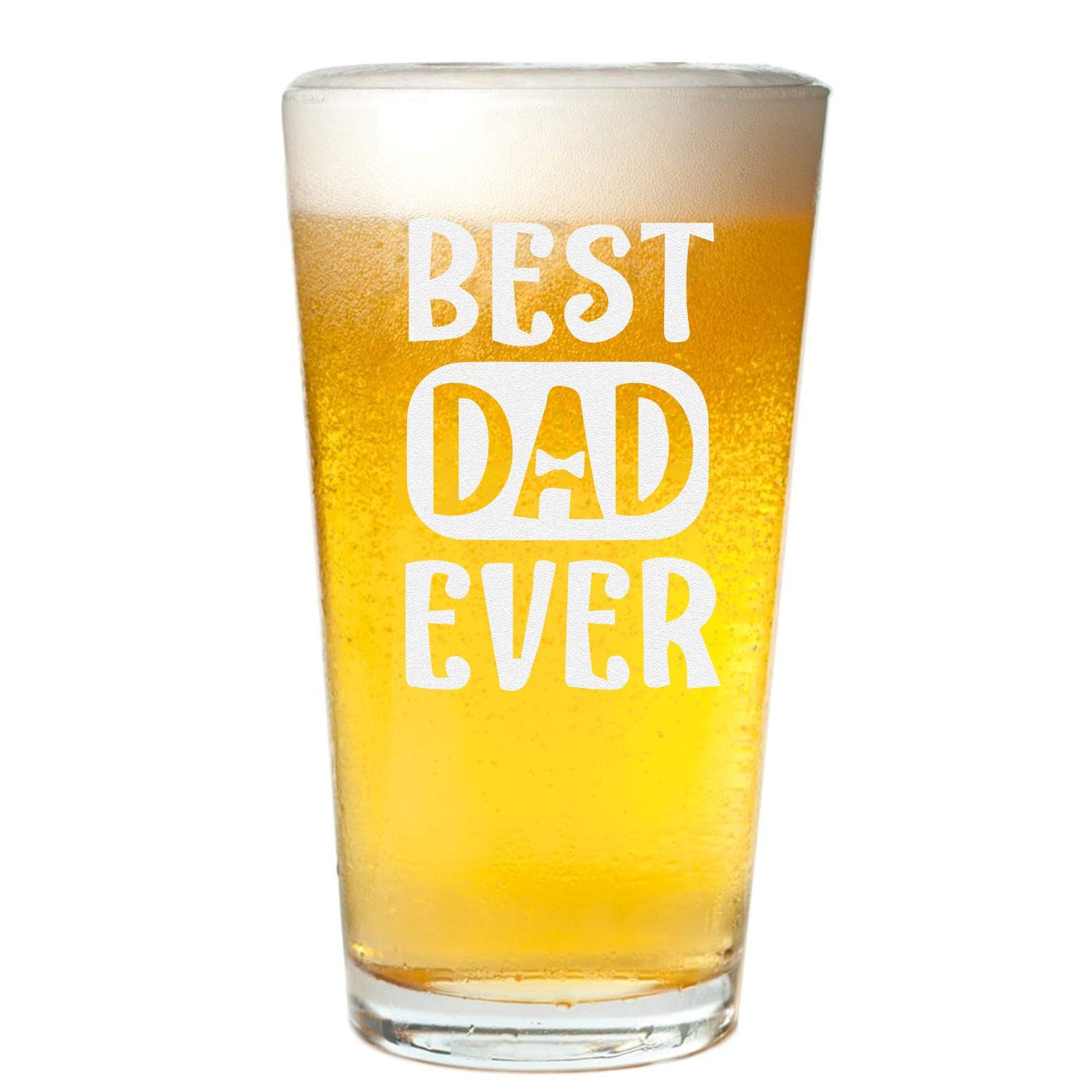 Veracco Best Dad Ever Bowtie Beer Glass Pint Funny BirthdayGift Fathers Day For Dad Grandpa Stepdad (Beer Glass)