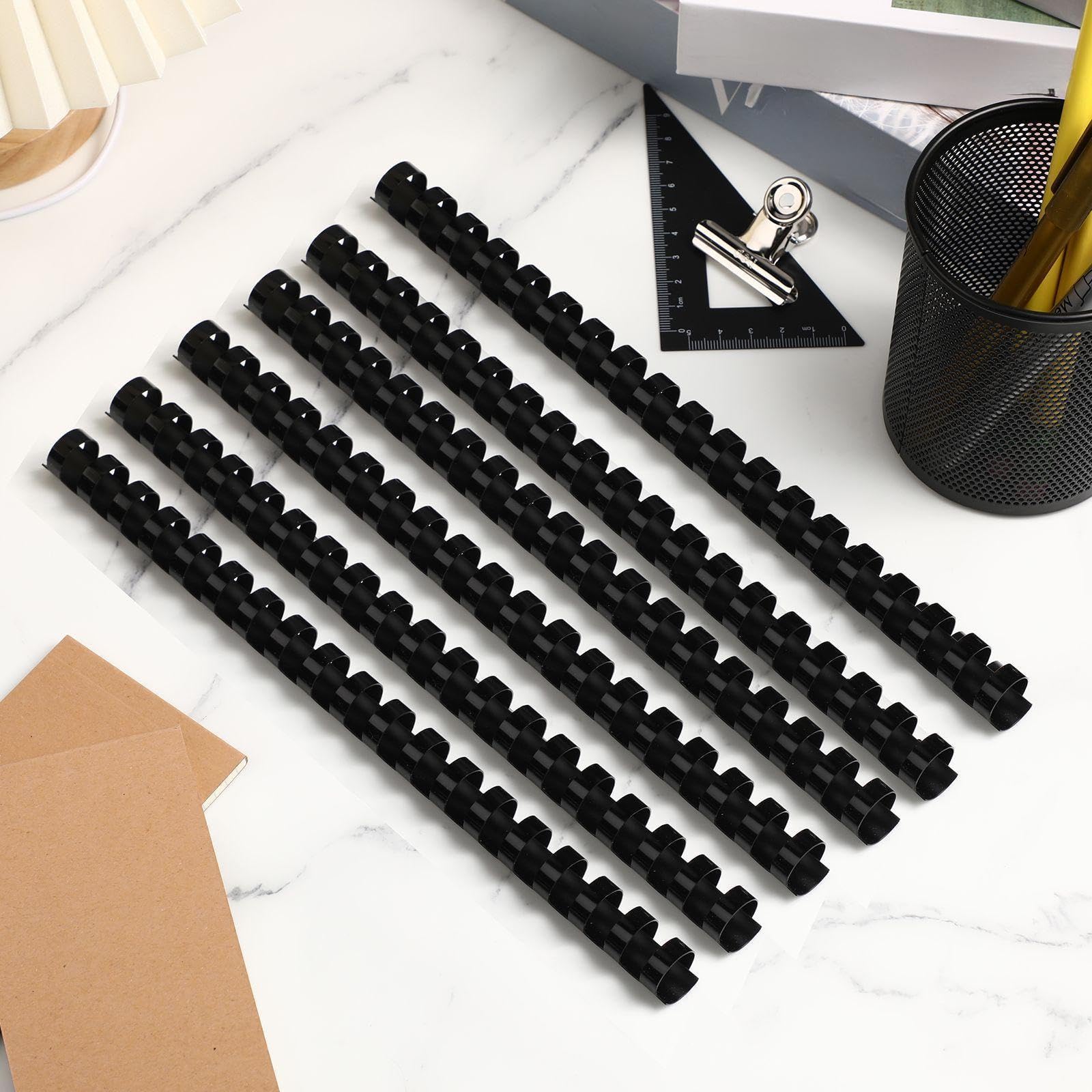 Yunsailing Plastikbinderücken, 19 Ring-Binderücken, Briefgröße, Spiralspulen für Notizbuch, Kalender, 1,6 cm, Schwarz, 150 Stück