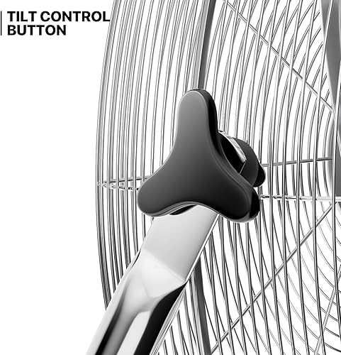 Miniatura 10 de mollie Ventilador de piso de alta velocidad de 22 pulgadas con 3 velocidades de metal resistente, inclinación ajustable, circulador de aire
