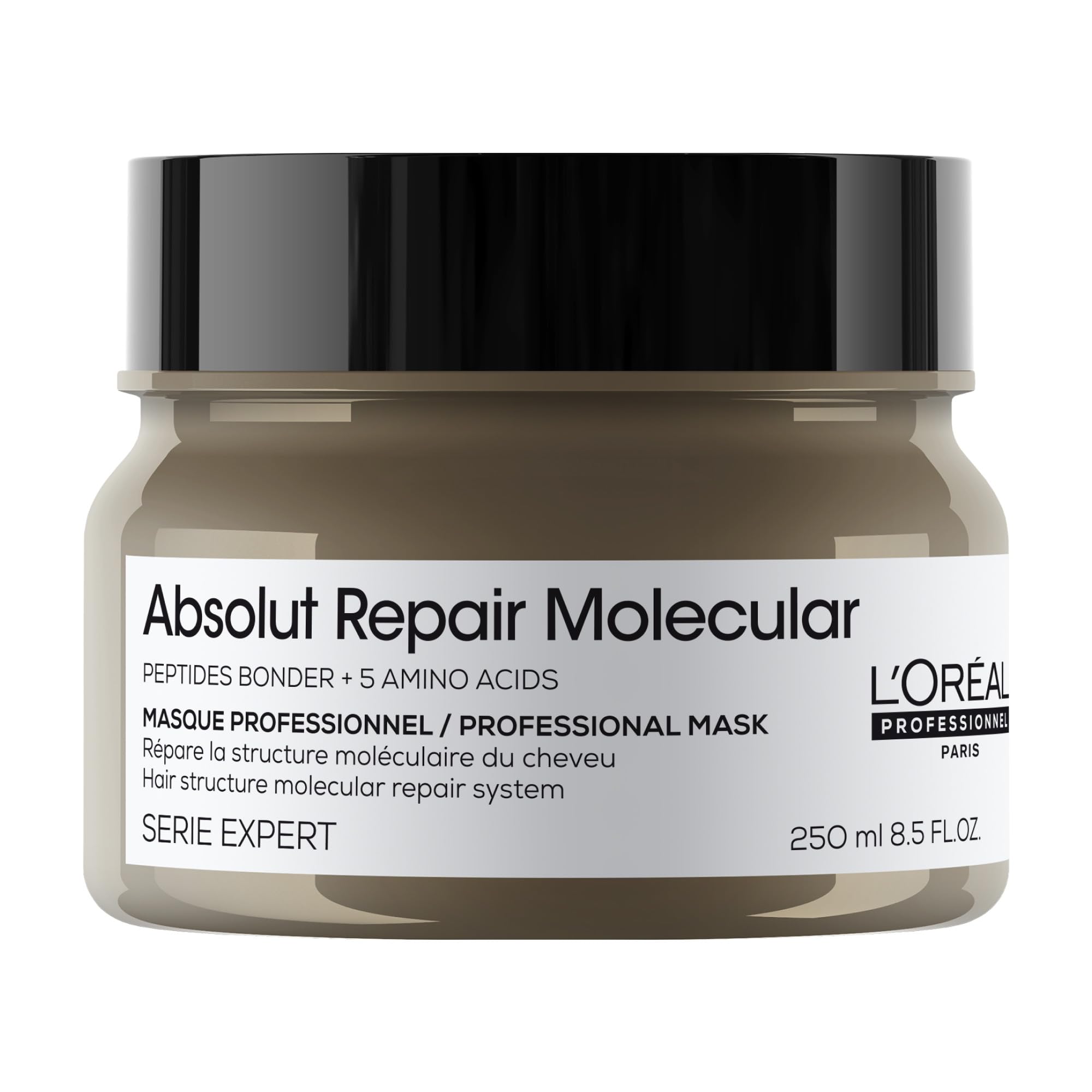L’Oréal Professionnel Absolut Repair Molecular Hair Mask 250ml, For Extremely Damaged Hair, Rinse off hair treatment, Molecular Bond Repair, Instant smoothness & shine