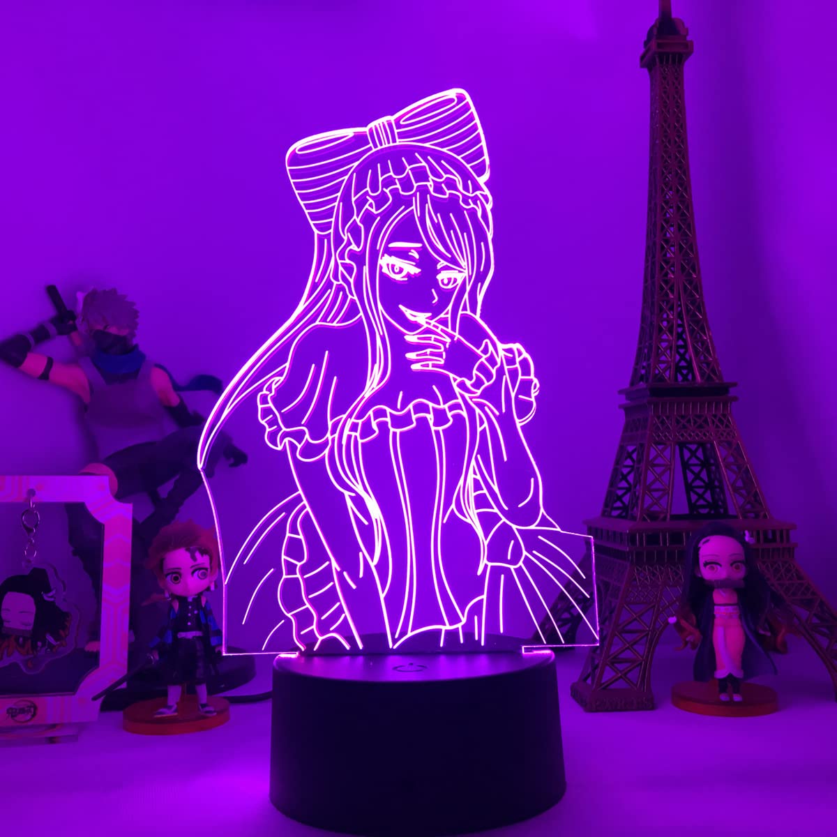 Zhongkaihua Anime Night Light Overlord LED Night Light Ainz Ooal Gown/Albedo LED Lamp Anime Illusion Light Decor Gifts for Fans