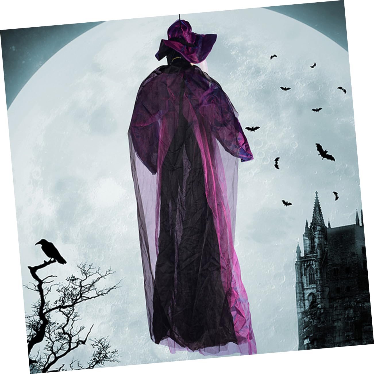 BESPORTBLE Decorazione Animata per Halloween con Strega Parlante da Appendere per Esterni e Effetti Luminosi e per e Case Infestate