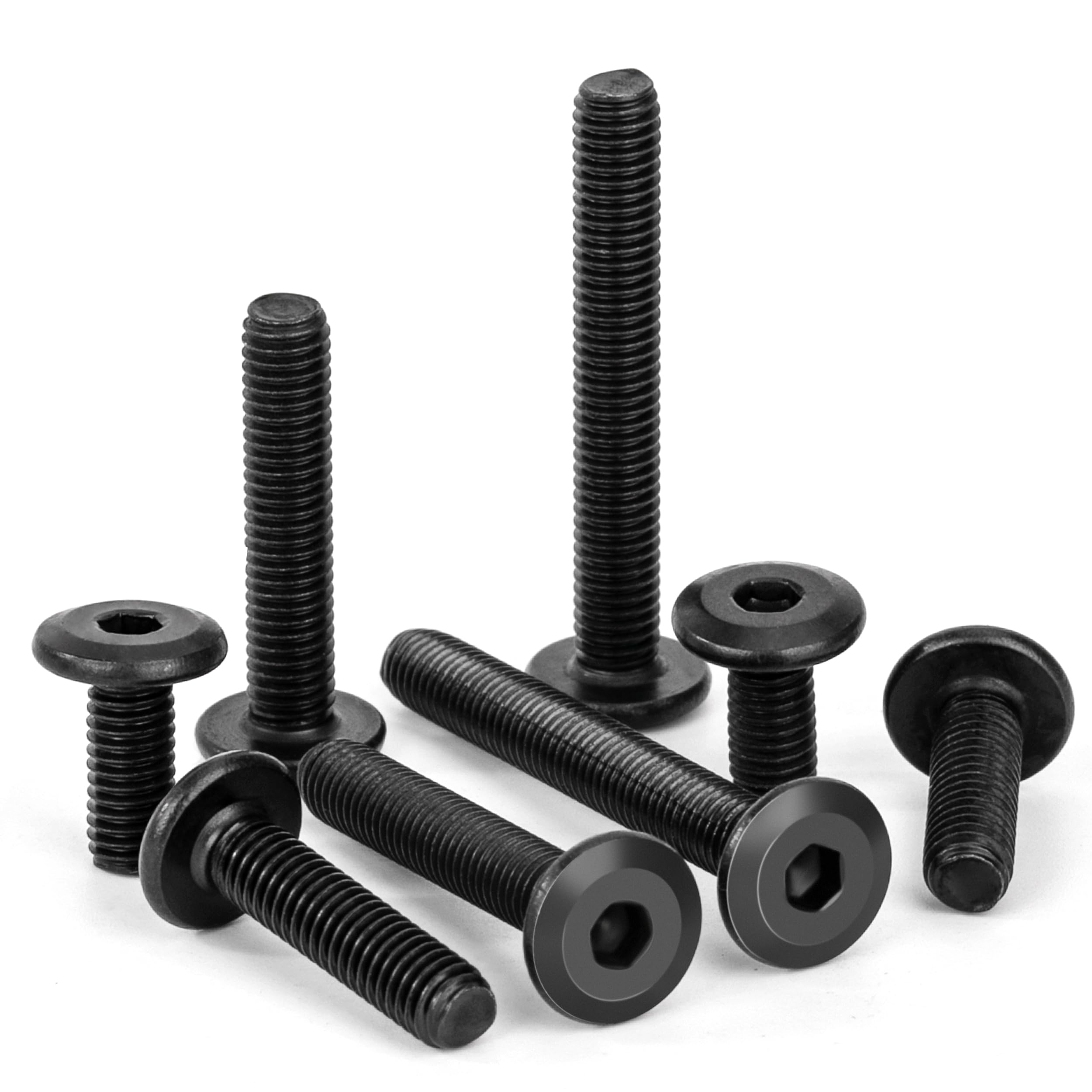 Viti a Testa Piatta M5 x 12 mm Nero Acciaio Inox A2 V2A Bulloni per Mobili con Chiavi a Esagono Filettatura Completa