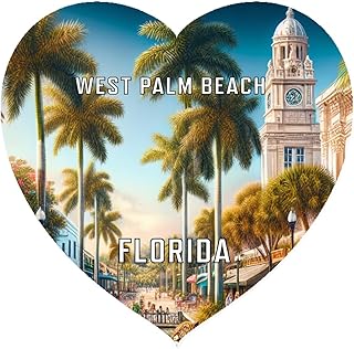 West Palm Beach Florida Travel Souvenir Destination Die Cut Heart Shaped Decorative Flat Magnet 2-Inch