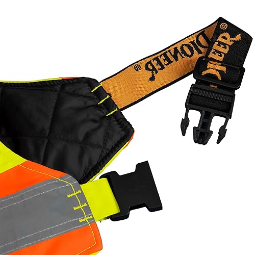 Miniatura 15 de Pioneer Pantalones de seguridad acolchados de alta visibilidad, impermeables, resistentes al viento, con tirantes ajustables, cinta reflectante,