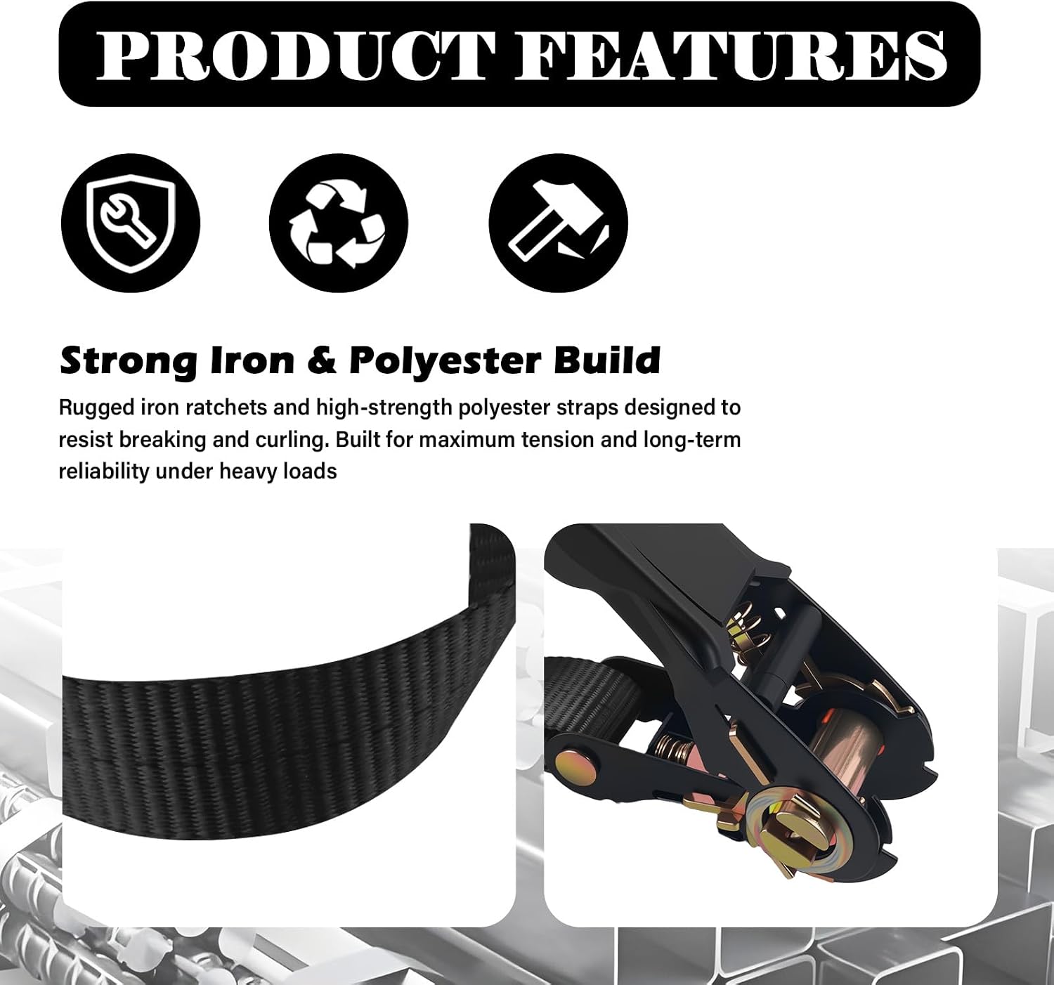 2PCS 8Ft×0.96In Endless Ratchet Strap,Small Ratchet Straps Heavy Duty(No Hooks) with 1763lbs Weight Capacity,Multi-Functional Tie Down Straps Car Accessories for Truck Bed,Motorcycle