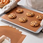 5 Pack Reusable Baking Sheets, 30 x 40 cm Non-Stick Baking Paper Liners, Heat Resistant Oven Baking Mats for Baking, Grilling, Roasting, Ironing, Kitchen and Camping Use