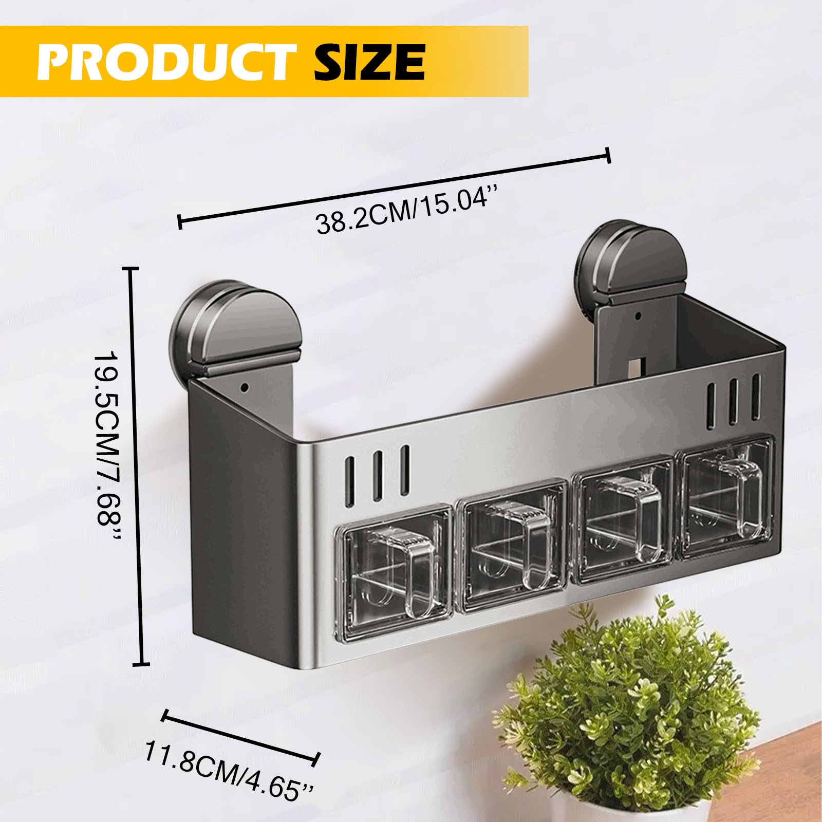 Estante para especias con botes de especias, montaje con ventosa, organizador de especias, soporte para especias de pared con gran capacidad, sin taladrar, soporte para especias para cocina