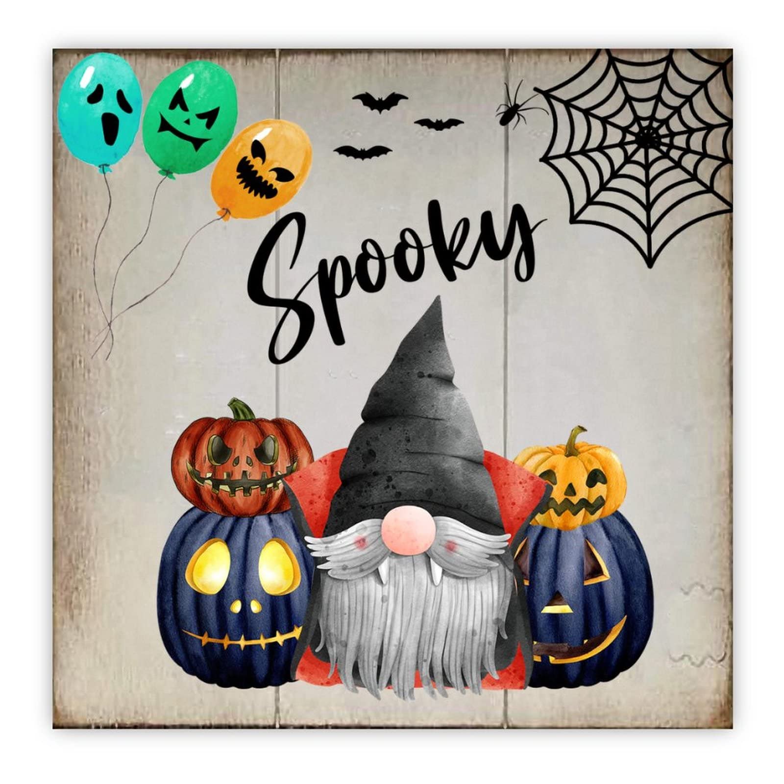 Panneau en bois Halloween nains de citrouille style rustique pour salon et bar