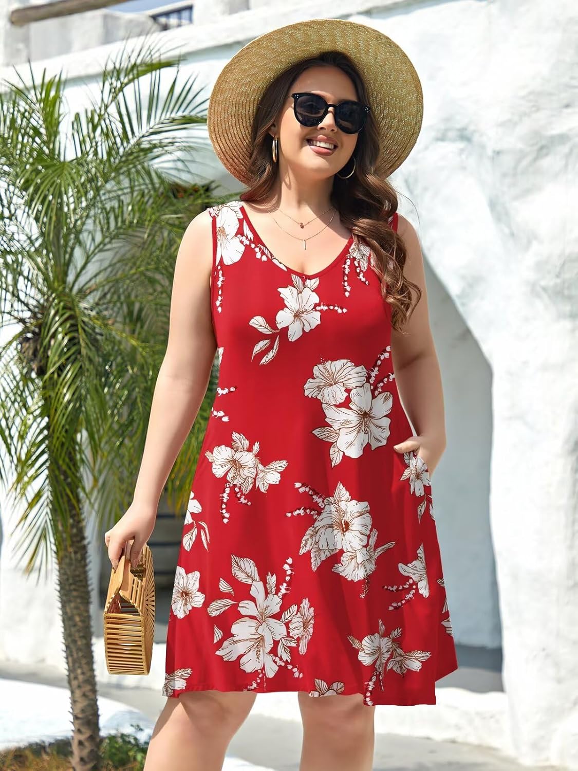 BELAROI Women Casual Summer Beach Dresses Plus Size Sundress V Neck Pockets Swing Tank Dress Cover Ups - Image 5