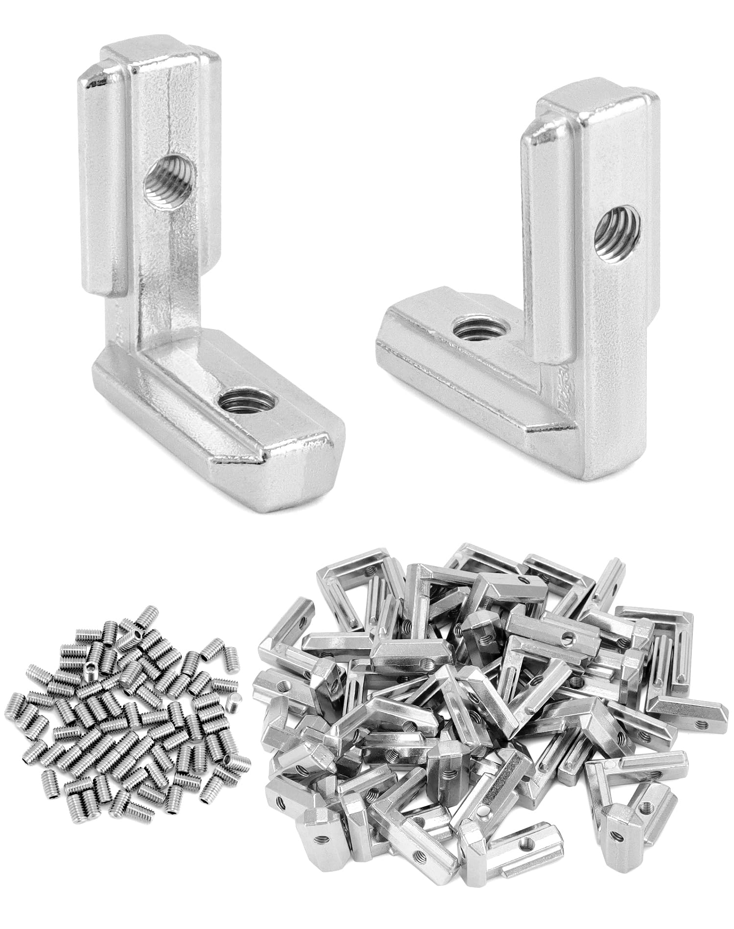 QWORK® 40pz. staffe angolari interne per profili alluminio serie EU 3030 scanalatura 8 mm, M6