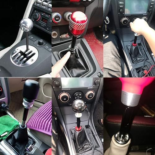 Miniatura 6 de Pursuestar Extensión extensor de pomo de palanca de cambios de aluminio negro de 6 pulgadas de largo para palanca de cambios manual de 5 6