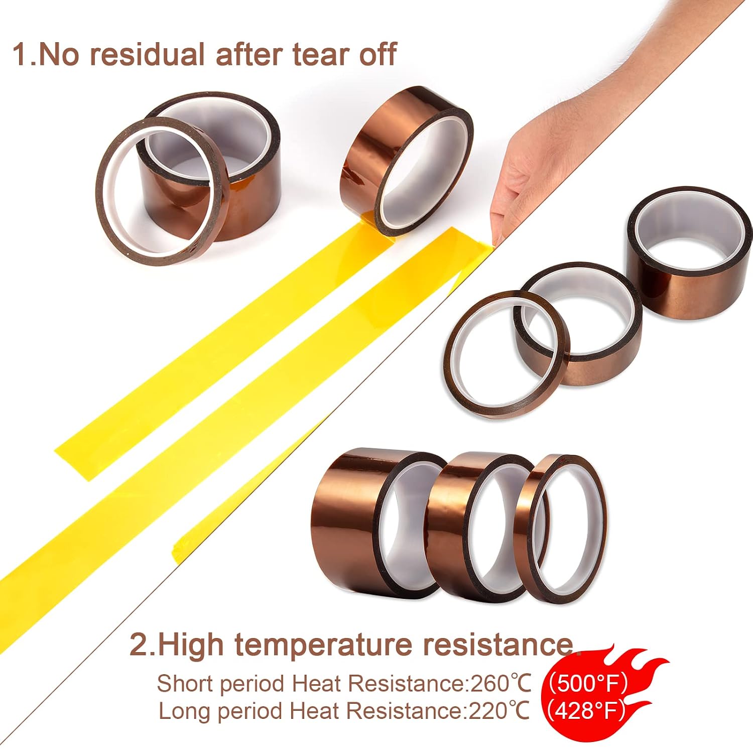 108ft Heat Tape,Heat Resistant Tape,Heat Transfer Tape,Thermal Tape,Sublimation Tape,Heat Vinyl Press Tape,No Residue,High Temperature Tape for Electronics,Soldering,Circuit Board (30mm 2Rolls)