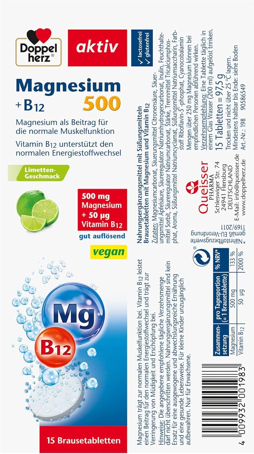 Doppelherz Magnesium 500 + B12 - mit Limetten-Geschmack – Ansicht 5