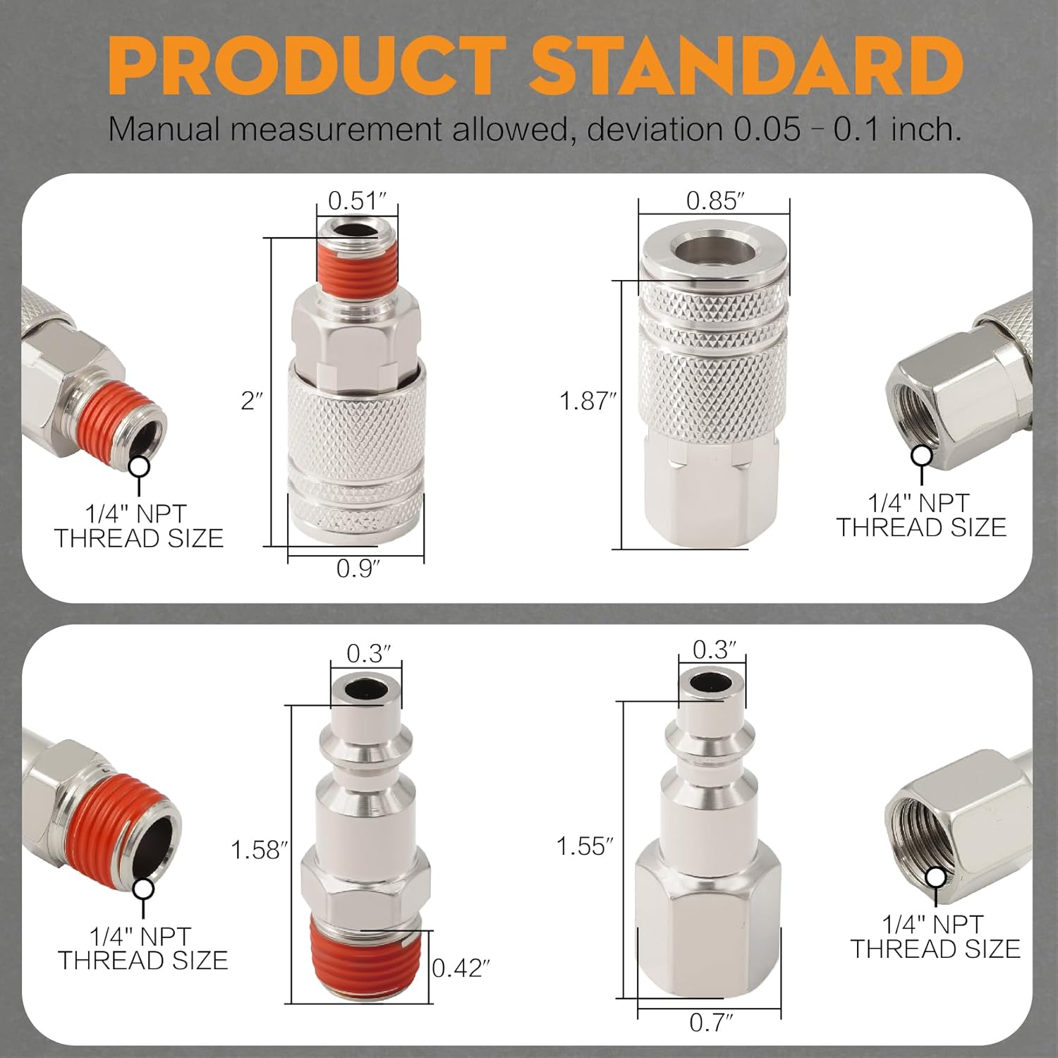 54-Pcs 1/4 NPT Air Hose Fittings Kit, Quick Connect Air Fittings Set with Swivel Coupler, Push to Connect Pneumatic Fittings Assortment for Air Compressor, Air Line, Pneumatic Tools