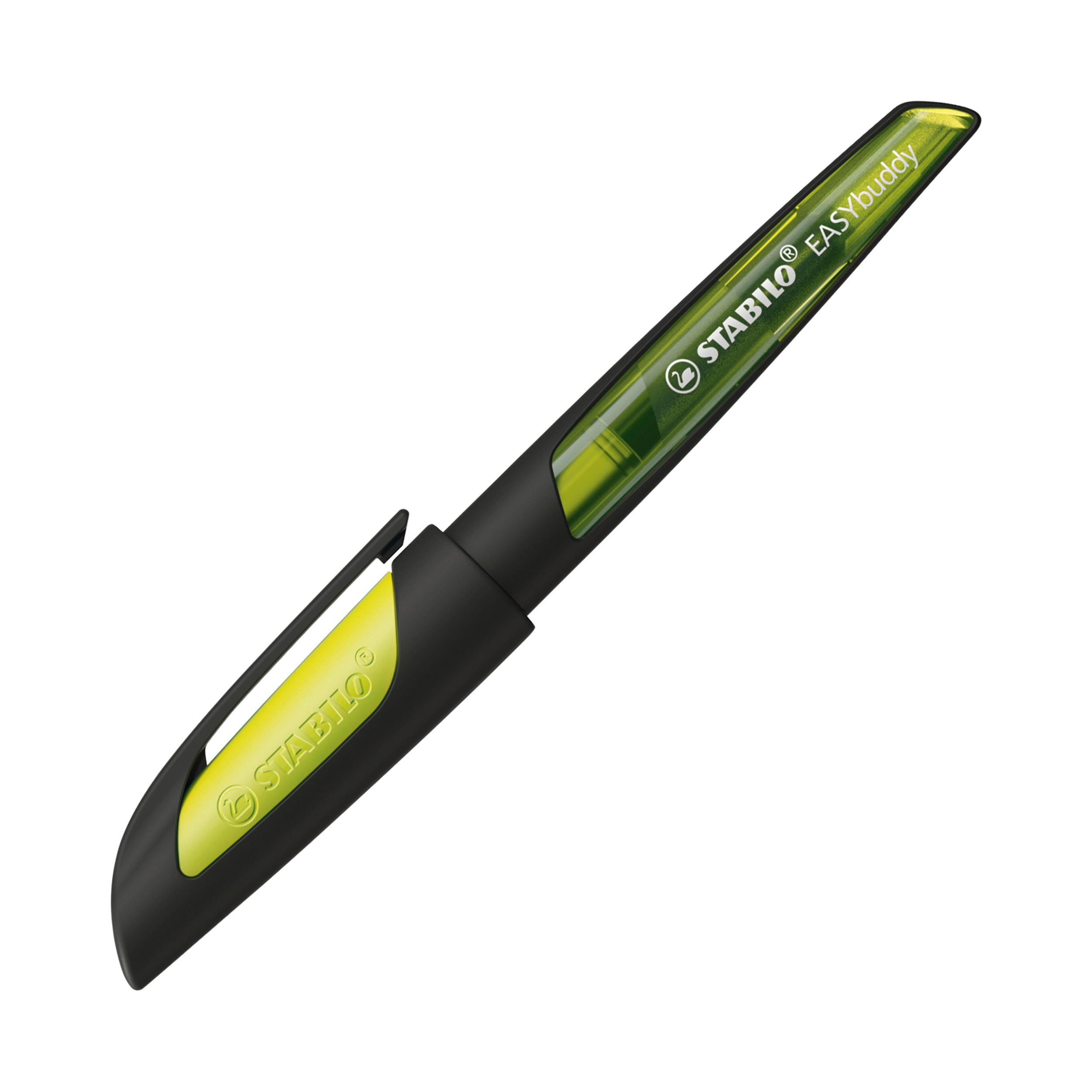 Ergonomic School Fountain Pen - STABILO EASYbuddy - M Nib - Black/Lime