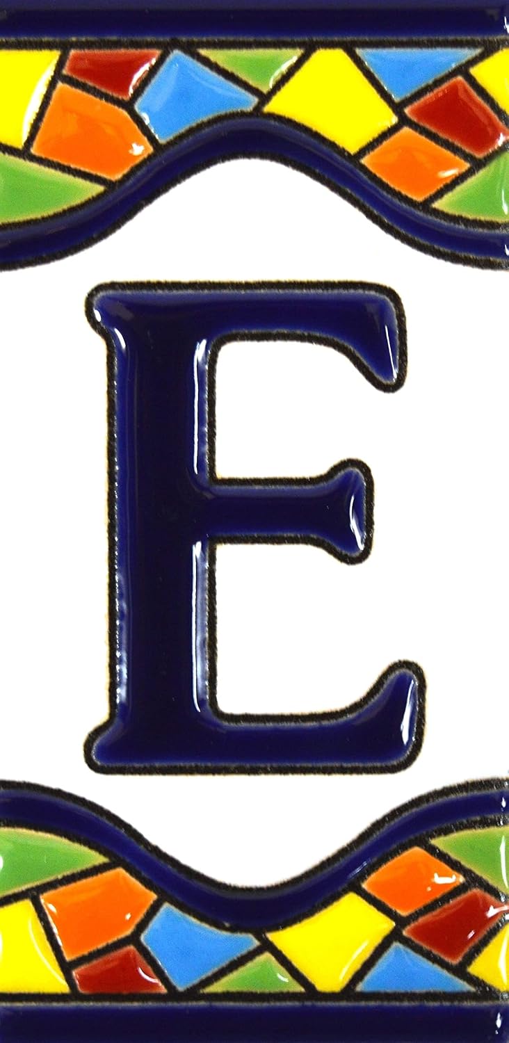 Letrero Cerámico Personalizable Con Números Y Letras | Azulejo Pintado A Mano Diseño Arco Grande 14,9x7,4 Cm