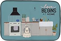 Vista 217 de Caroline's Treasures CK7824DDM - Tapete absorbente para secado de platos con diseño de bulldog inglés, rojo y blanco, para encimera de cocina, 14 x