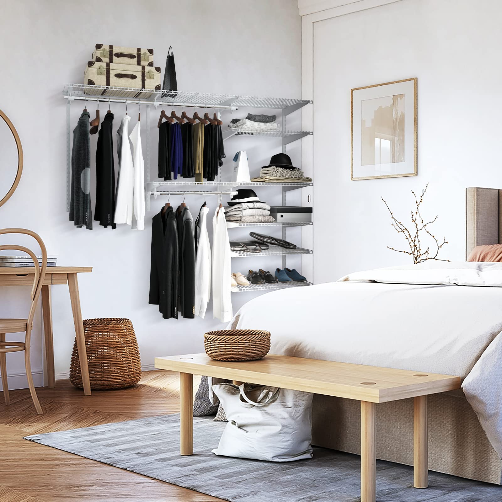COSTWAY Credenza per Cucina con Doppia Anta, Armadio Dispensa con 6 Ripiani Regolabili, per Sala