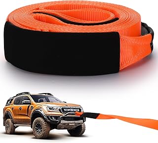 Windyun 3x50ft Heavy Duty Recovery Tow Strap - 20,000 lbs Capacity with Reinforced Loops & Protective Sleeves for Trucks, SUVs, Off-Road Winching