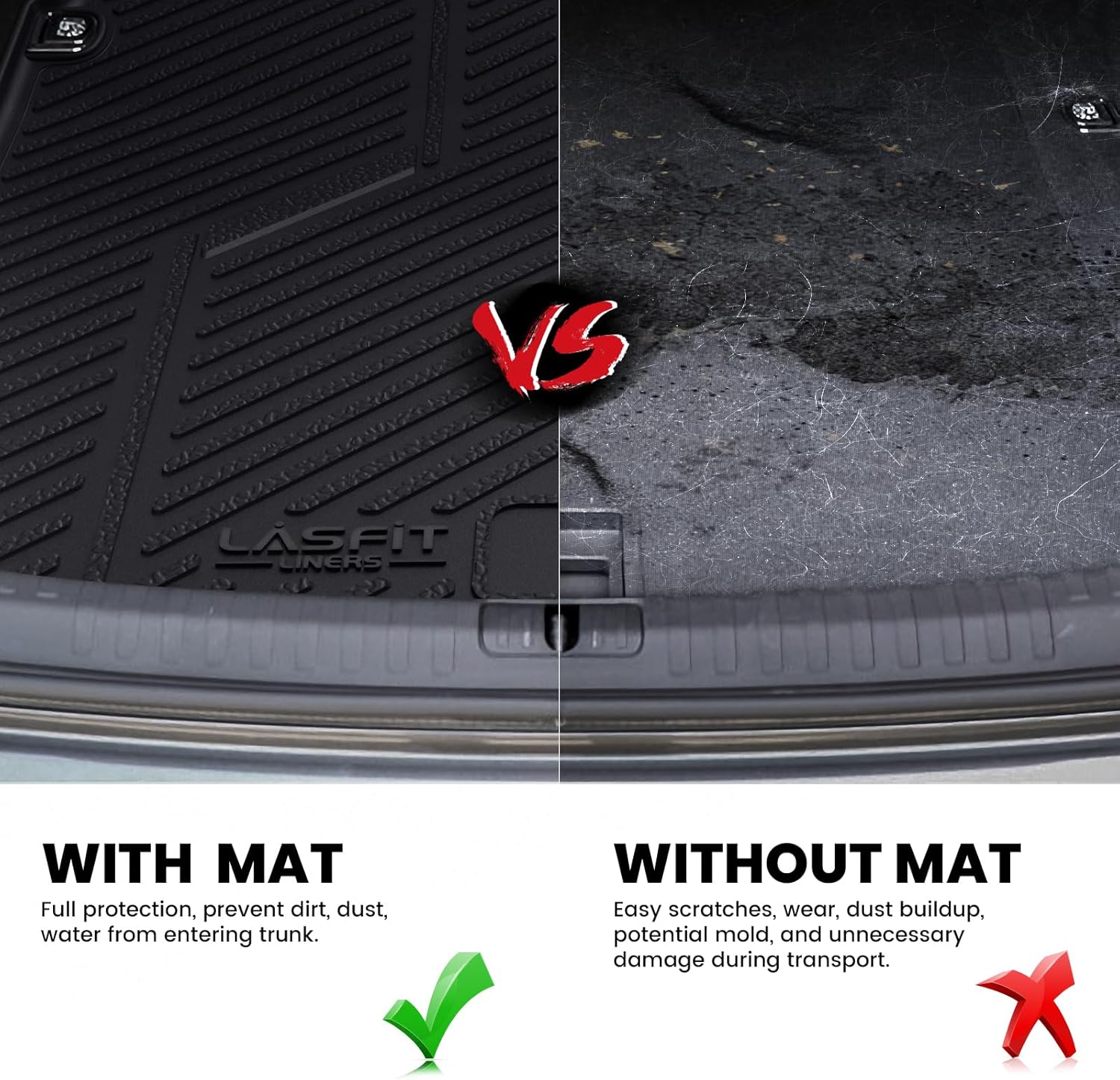 LASFIT Cargo Mat for Audi A5/S5 2025-2026(New Body), Custom Fit All-Weather TPE Rubber Trunk Mat for Audi Accessories, Waterproof, Easy to Clean, Black - Image 6