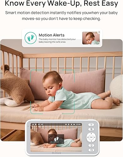 Miniatura 5 de Dr.Care LumiView Monitor inteligente WiFi para bebé con 2 cámaras, control de aplicación de cámara 2K y 1080P FHD de 5 pulgadas, modo de privacidad,
