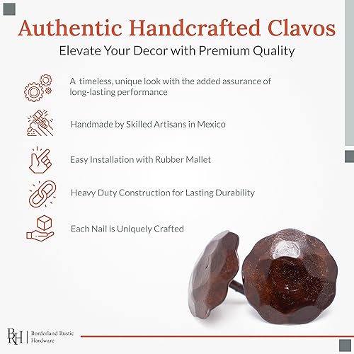 Miniatura 2 de Serie Artisan by Borderland Rustic Hardware  Clavos redondos de 1.0in  Hecho a mano  Sellado oxidado  Pack de 25