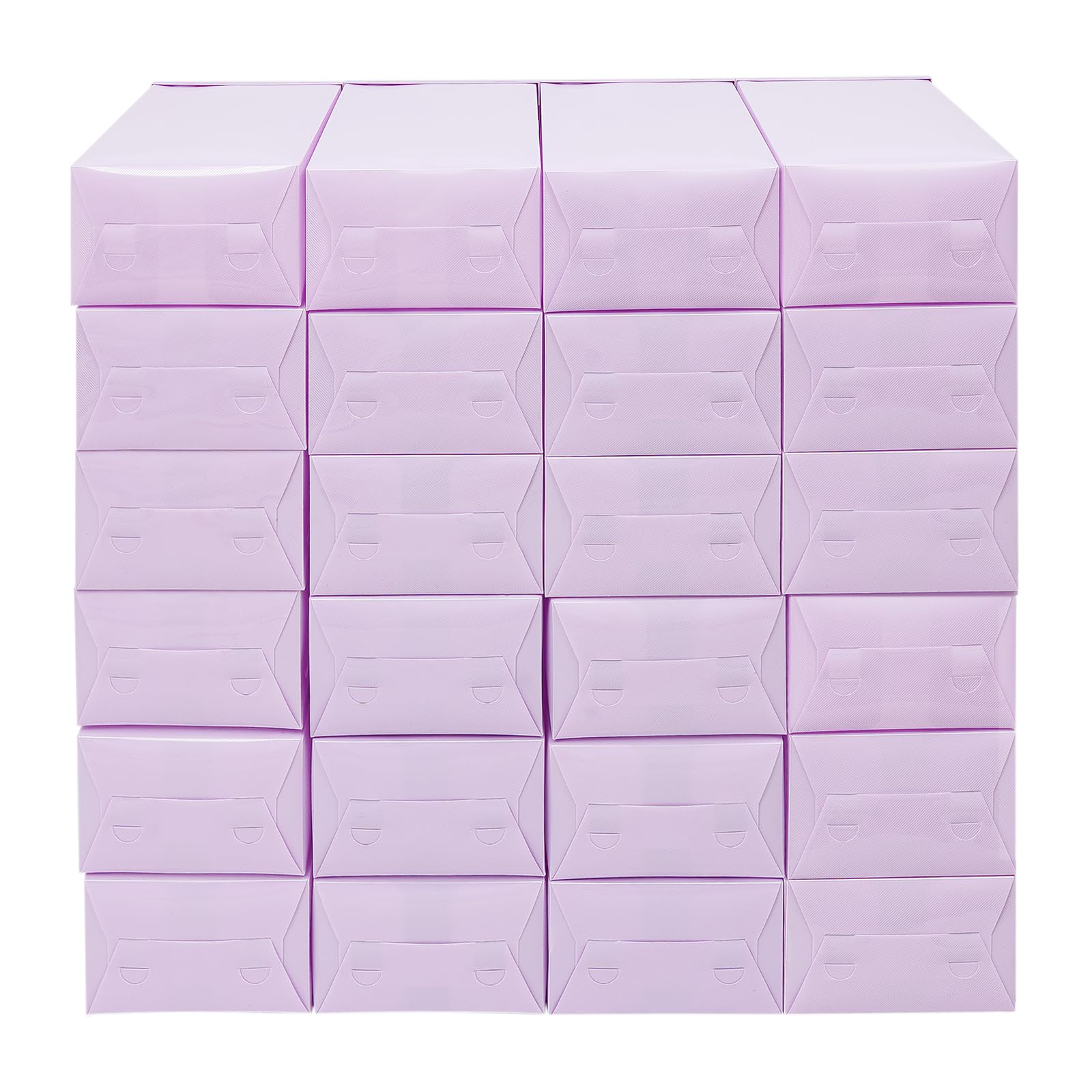 24 scatole per scarpe a forma rotonda, impilabili, trasparenti, con coperchio, per soggiorno, camera da letto, vestiti, libri, CD, cinture, 33 x 23 x 14 cm (viola)