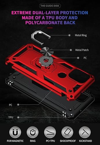 Miniatura 4 de Funda resistente para Moto G Stylus 5G 2021XT2131DL con protector de pantalla de vidrio templado, anillo de metal, soporte magnético, para Motorola