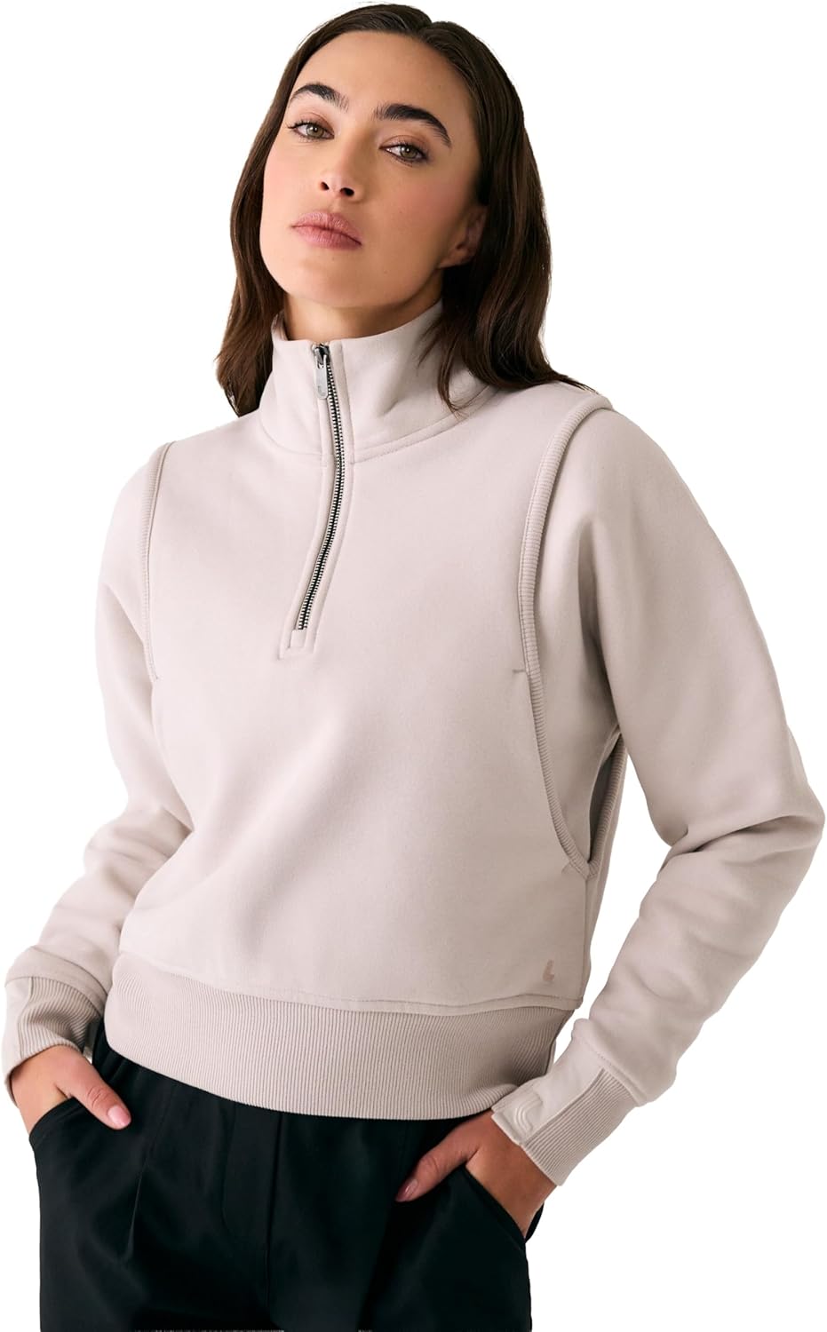 LOLË Womens Yonder Half Zip Cropped Sweatshirt | Soft & Versatile | Relaxed Fit Hoodies for Women