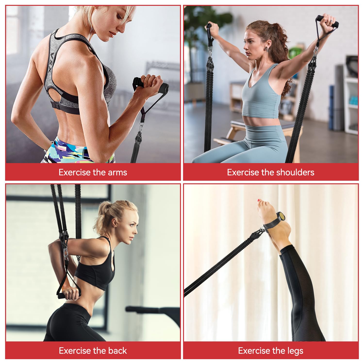 2025 ulepszona opaska oporowa na nożny, regulowana 4-rurowa elastyczna lina ciągnąca fitness sprzęt do ćwiczeń do siedzenia w domu siłownia ramię sprzęt do ćwiczeń brzucha sprzęt do rozciągania