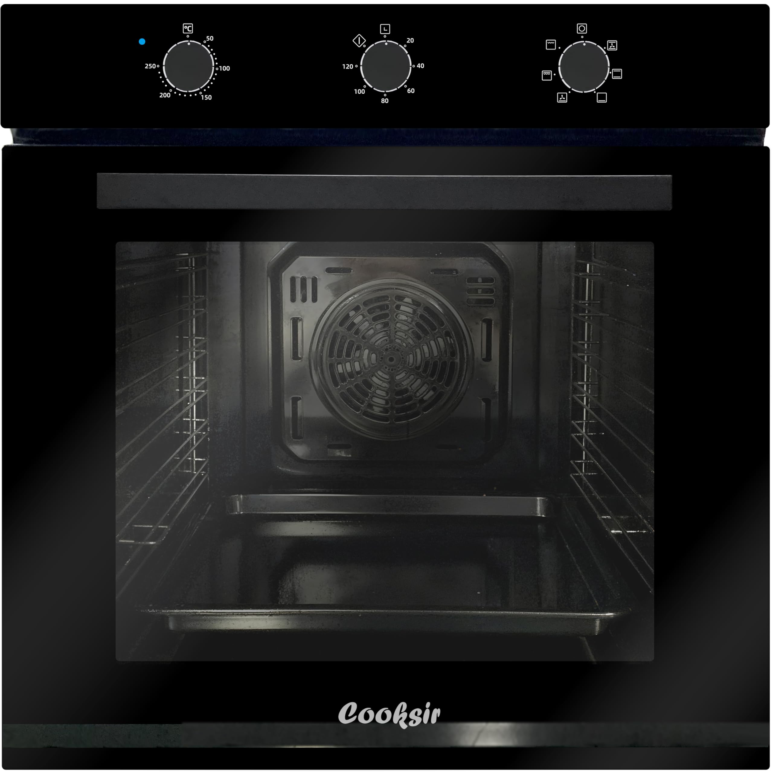Forno da incasso 60CM, Forno Capiente da 60 Litri con Spina, 2200W, 6 Funzioni, Manopola Meccanica, Timer da 120 Minuti, Ventilatore Posteriore, 230V, 50Hz