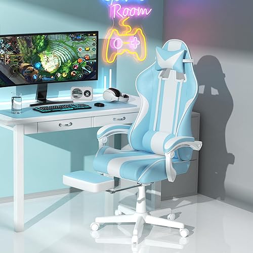 Miniatura 9 de Ferghana Sillas para videojuegos, ergonómicas estilo de carreras, silla de computadora para juegos de PC con reposacabezas soporte lumbar,