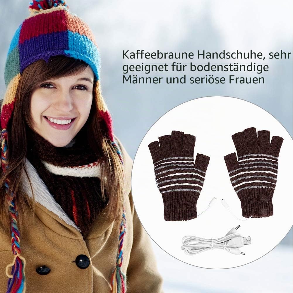 Semme Beheizte Handschuhe Winter Unisex mit USB Aufladung Waschbar Half Finger Warm für Radfahren Motorrad Wandern Skifahren Bergsteigen