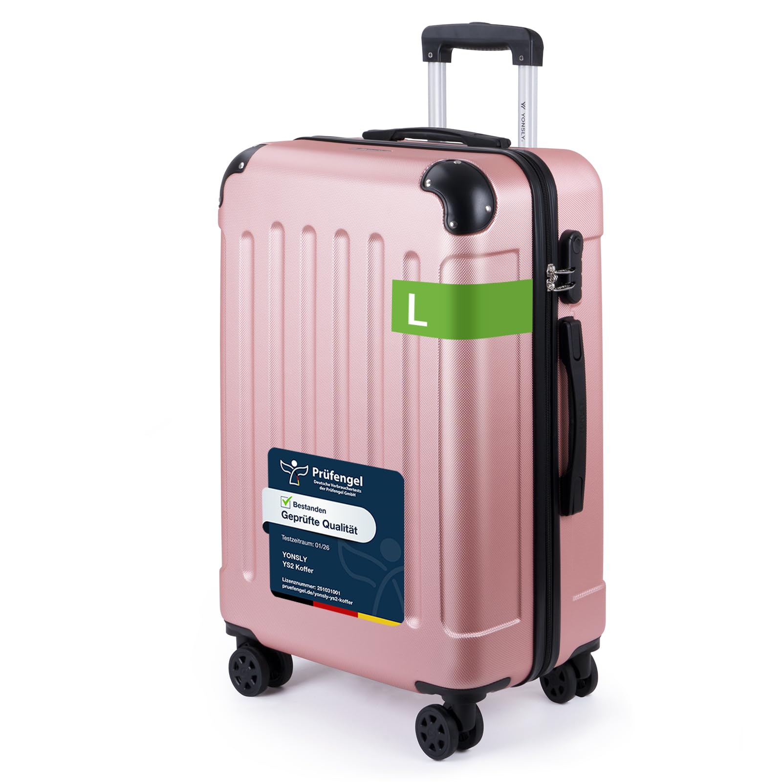 YONSLY Trolley Koffer Set, Reisekoffer, Rollkoffer Handgepäck, Kabinkoffer Suitcase, Gepäckset mit 360° Rollen, Hartschalenreisekoffer, Zahlenschloss, Gummigriff