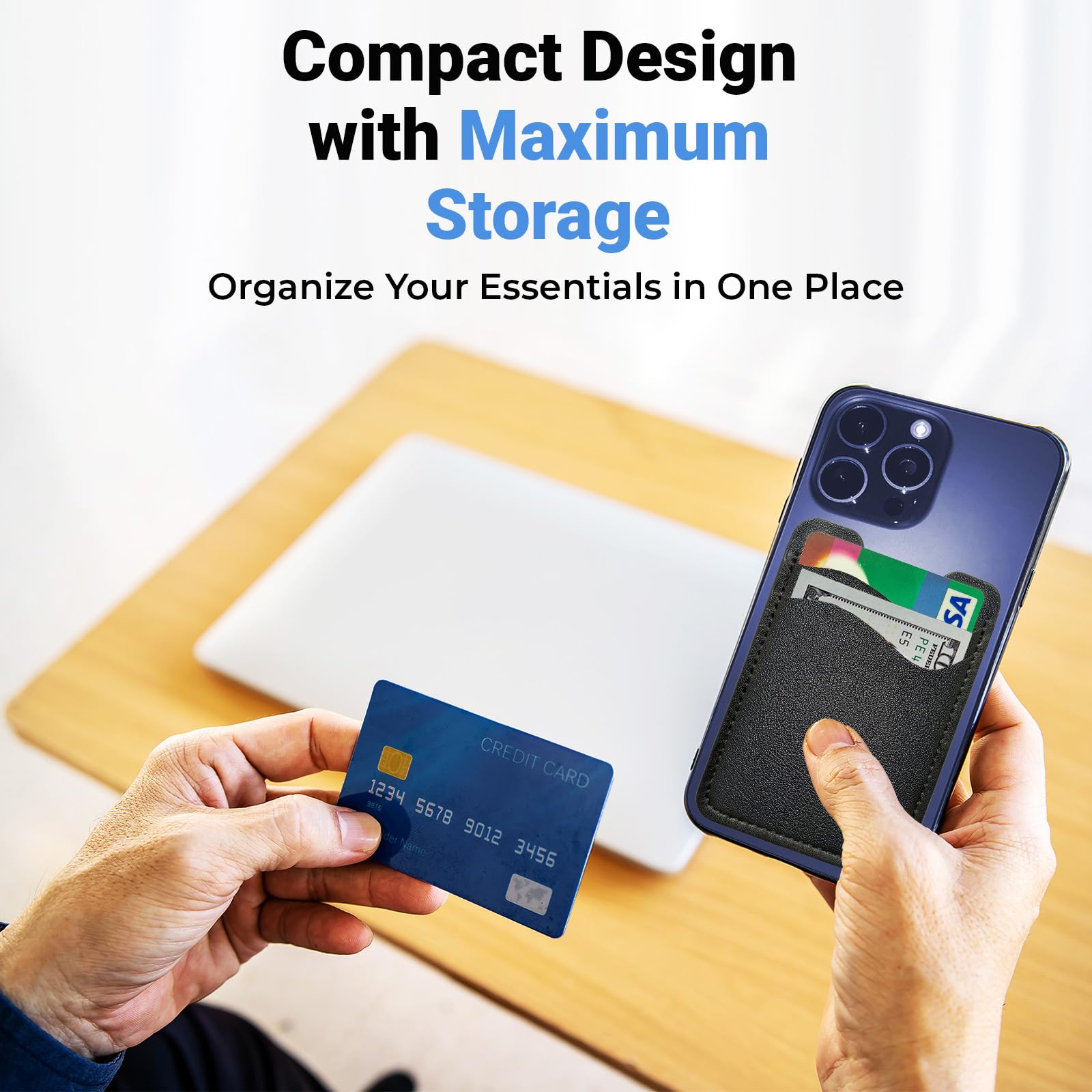 Cartera para teléfono móvil, soporte para tarjetas de crédito para teléfono, funda de piel tipo cartera para teléfono, cartera para teléfono celular, cartera adhesiva para iPhone, Samsung y