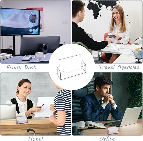 Miniatura 6 de Thenshop Paquete de 64 soportes para tarjetas de visita de escritorio, soporte acrílico transparente para postales para mesa de escritorio de