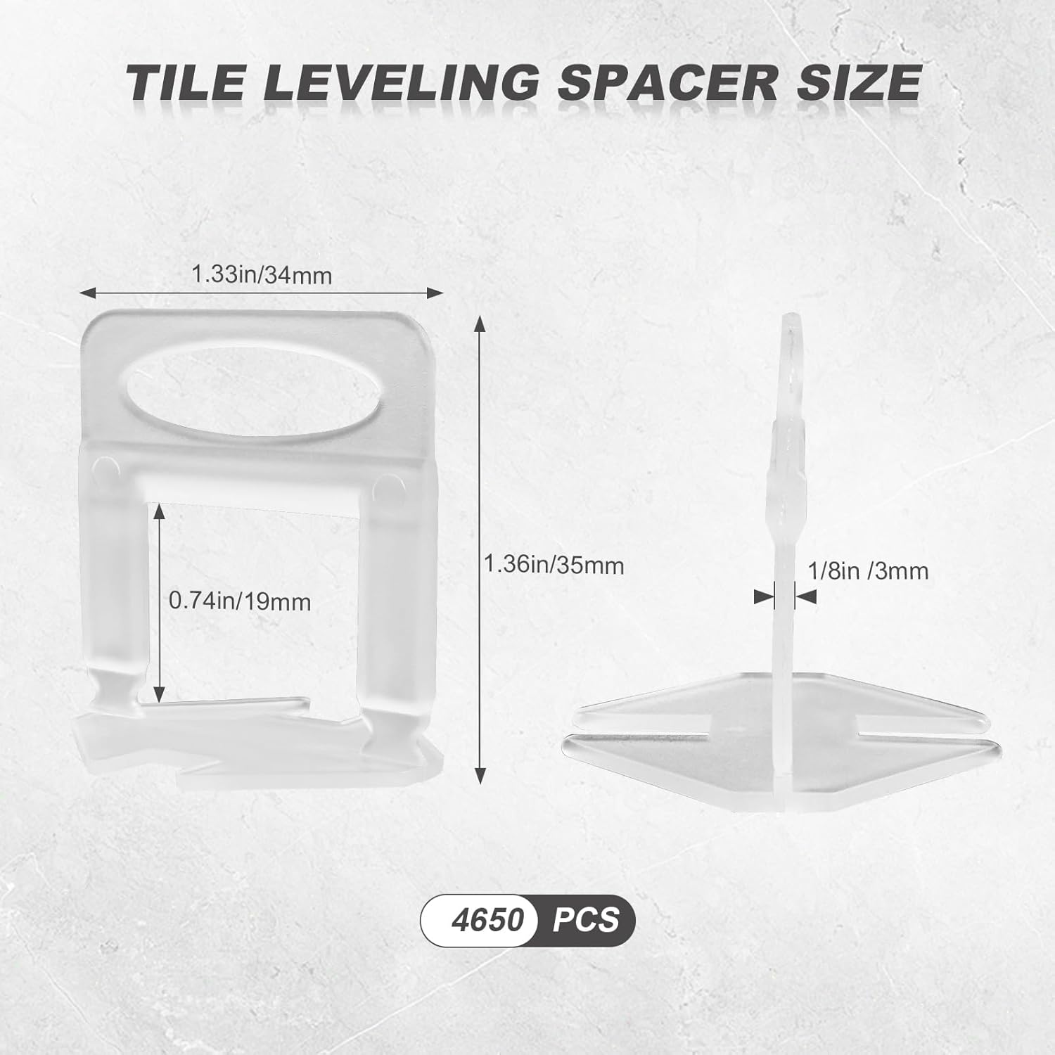 Storystore Tile Leveling System Tiles Leveler Spacers, 4650-Piece Leveling Spacer Clips - 1/8 Inch Tile Spacers Lippage Free Tile and Stone Installation for PRO and DIY