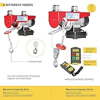 Vista 5 de Polipasto eléctrico de 880 libras, polipasto eléctrico de elevación automática, polipasto de cable eléctrico con control remoto inalámbrico