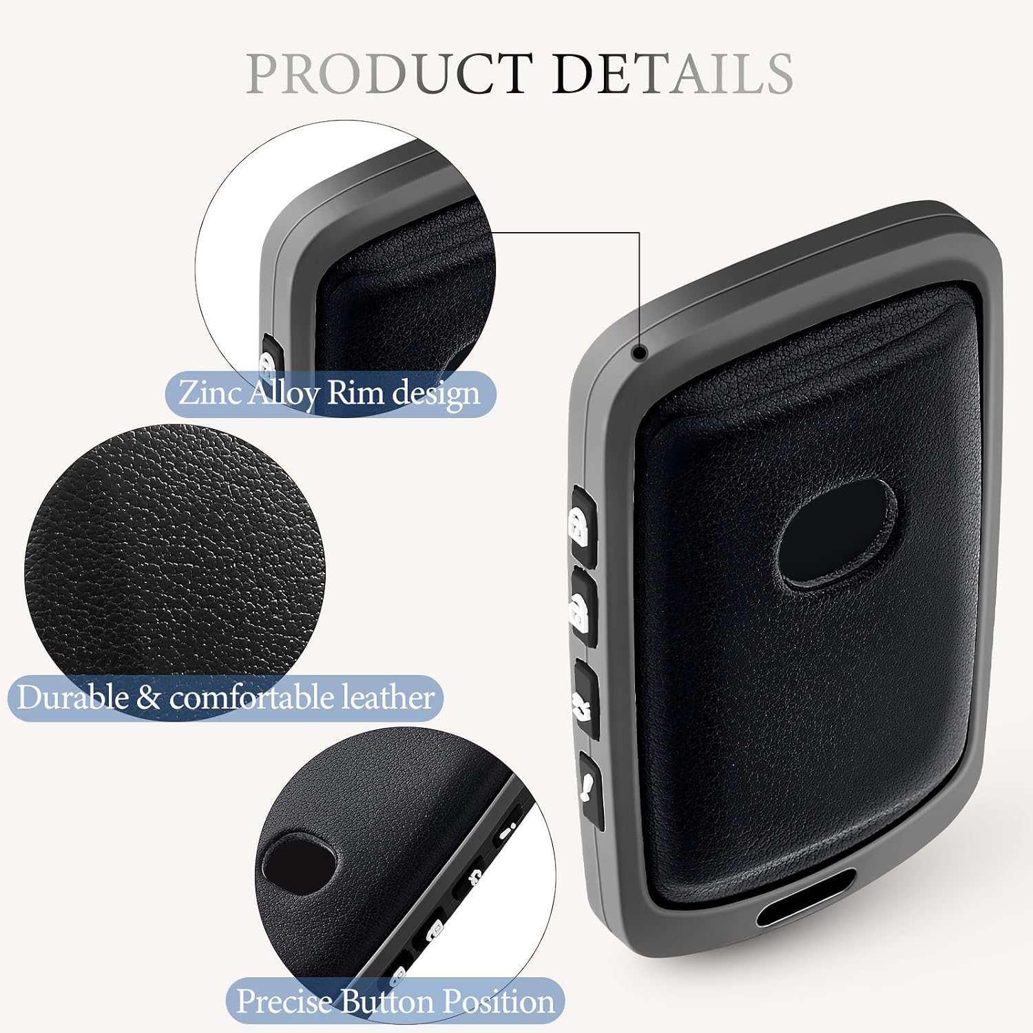 OFFCURVE Zinc Alloy Leather Key Fob Cover for Mazda, Key Fob Case Cover for 2019 2020 2021 2022 Mazda 6 3 Hatchback CX30 CX5 CX9 CX10 3-4-Button Smart Key Holder Car Key Protector Accessories, Black