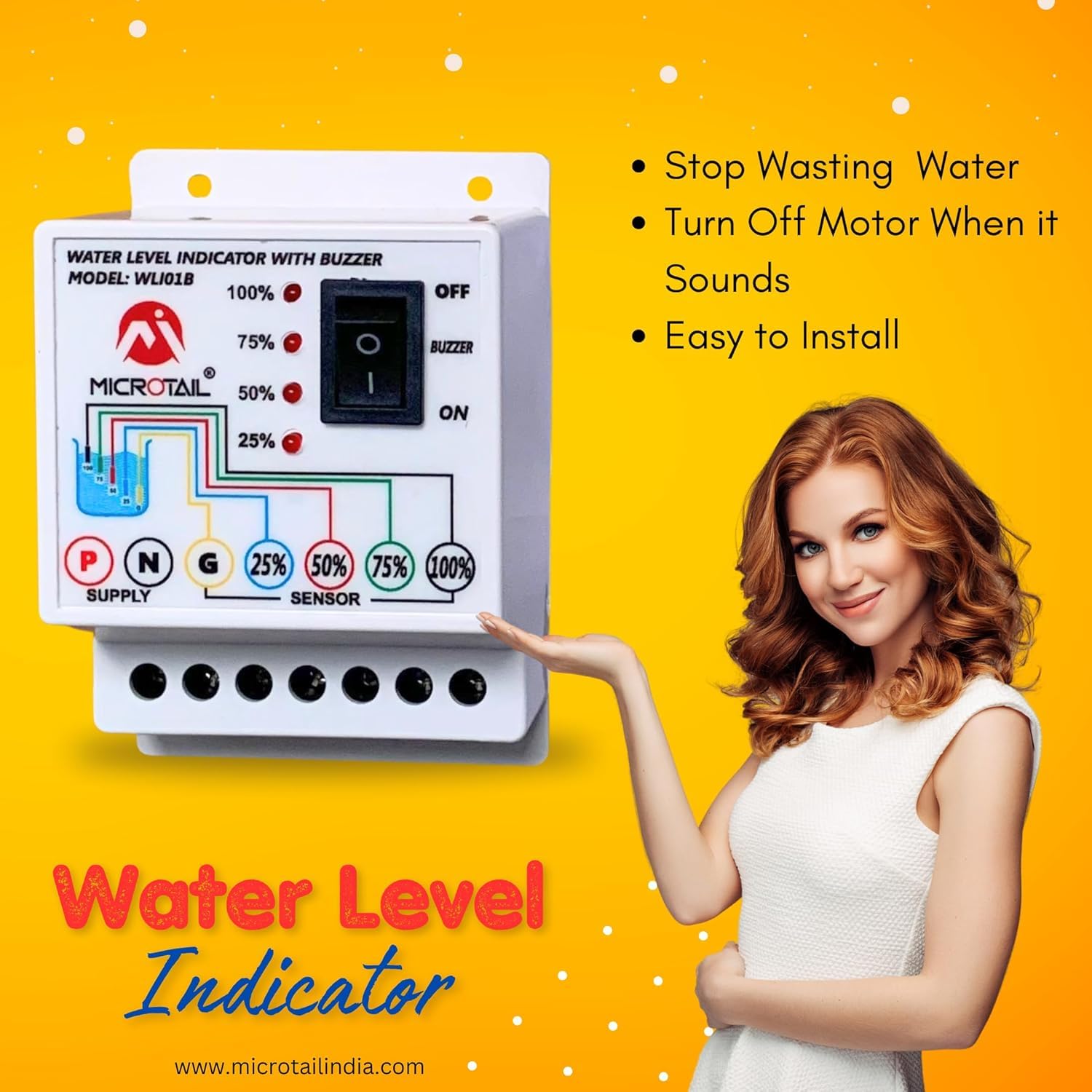 Microtail ABS Water Level Indicator with Alarm on Tank Full with 5 Sensors, Single Phase 230V AC 4