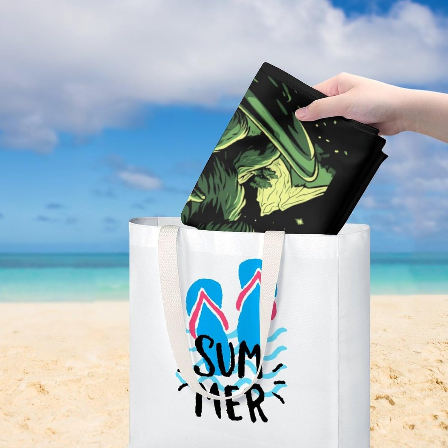 Aliens and Bigfoot Oversized Beach Towel Soft Absorbent Pool Bath Swim Towels for Adults Travel Vacation Gifts 130x80cm