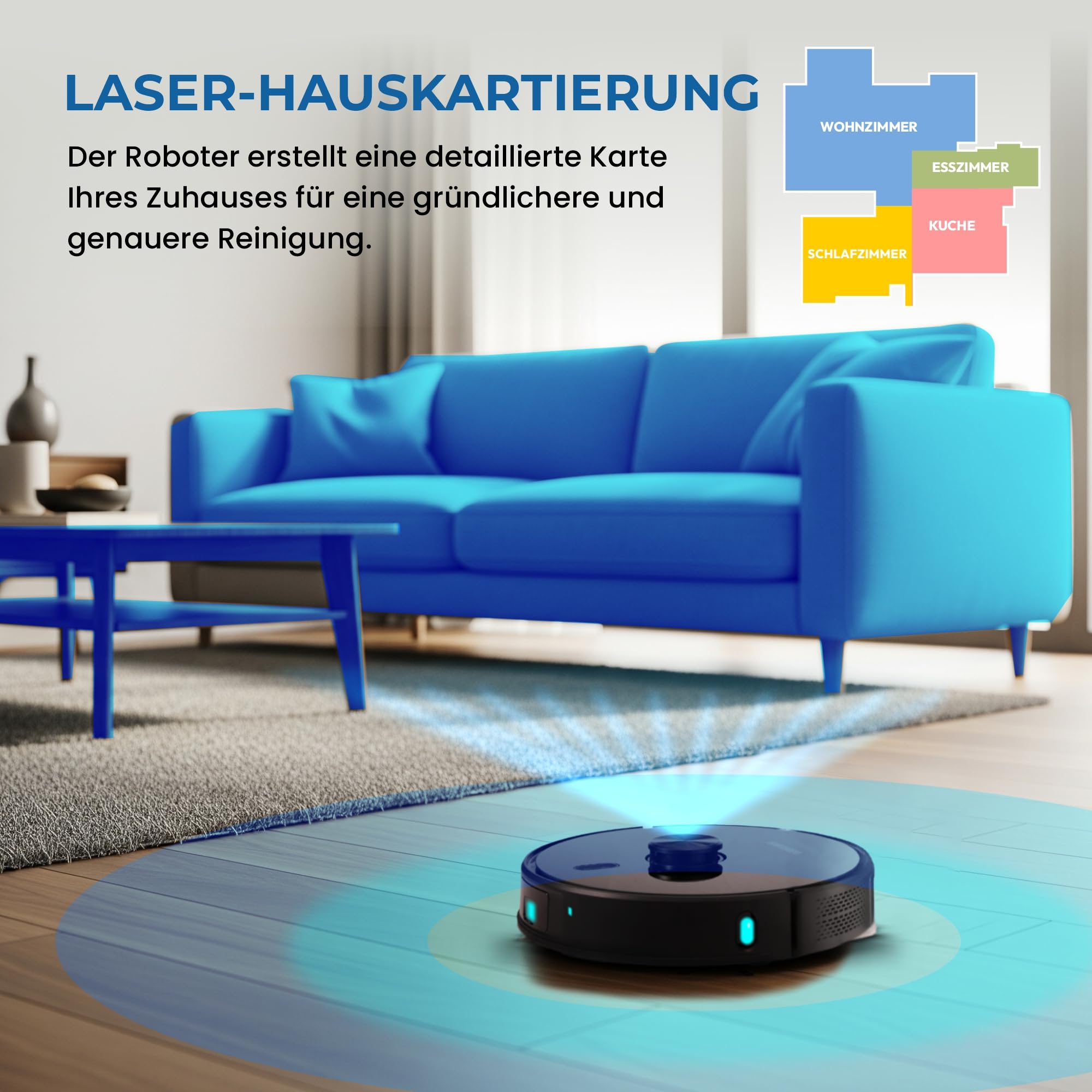 Olsen & Smith Saugroboter mit Wischfunktion & Absaugstation, Selbstladend | 6500 Pa Saugkraft, Lasernavigation, Saug- & Wischroboter, App-Steuerung, Selbstaufladend, Absaugstation, Intelligent
