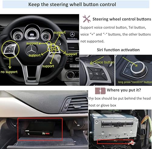 Miniatura 6 de Road Top Kit de descodificador inalámbrico Carplay para Mercedes Benz ntg45 ntg47 CECLAGLAGLKCLSMLGLGLKSLK Class 2012-2015 Año compatible con