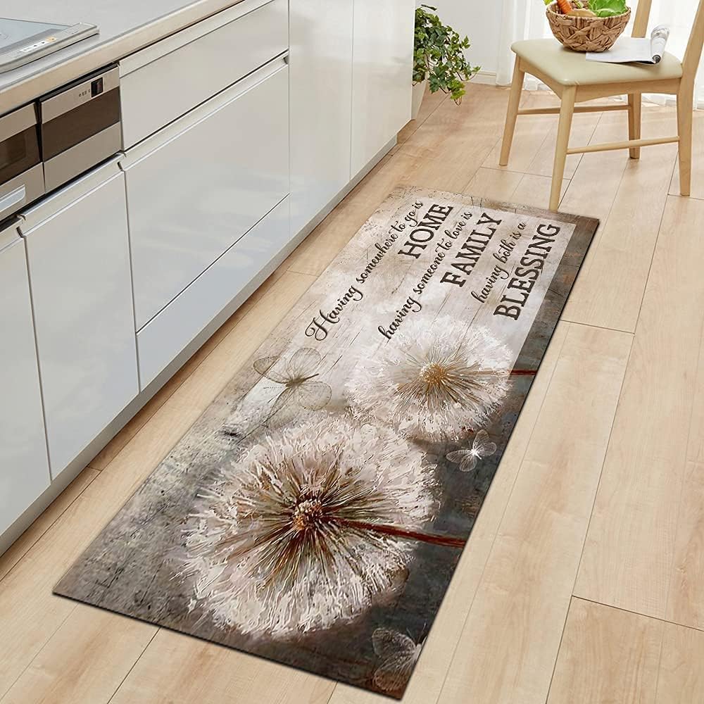 AntiFatigue Laundry Room Runner Rug Dandelion Rustic Dandelion Flowers Kitchen Rugs