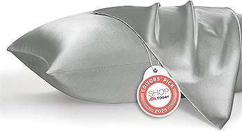 贝德舒丝滑枕套2件套 - 灰色丝滑枕套，护发护肤，信封封口设计