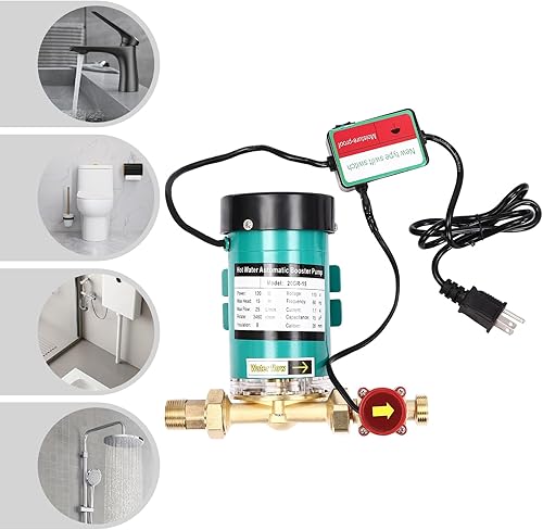 Miniatura 4 de Bomba de refuerzo de presión de agua de 120 W, 115 V60 Hz, bomba automática de refuerzo de ducha de 1 pulgada, 3460 rmin 25 Lmin396 GPH bomba de