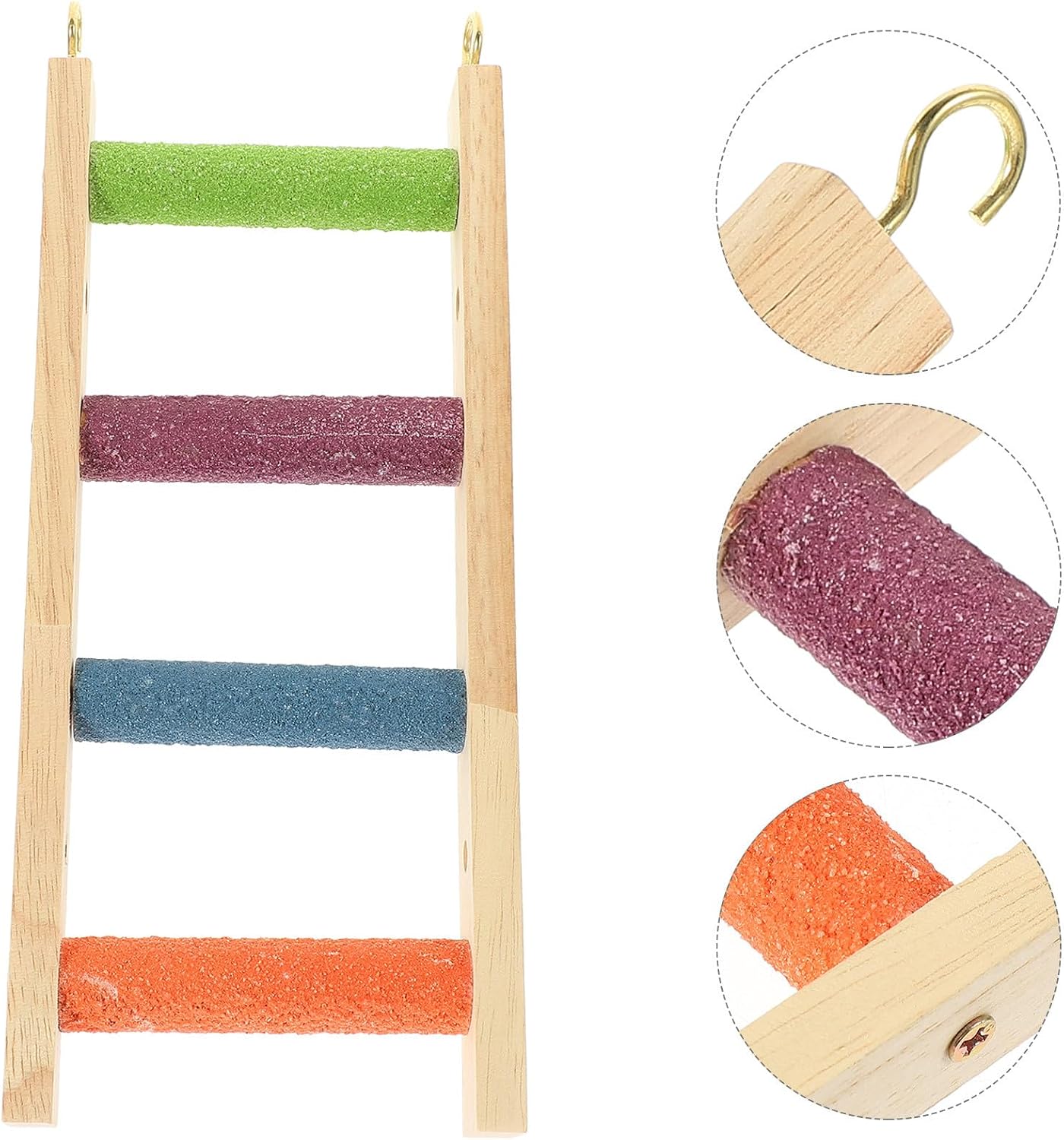Bird Ladder Wooden Climbing Ladder with 4 Steps for Parrot, Hamster, and Small Pets Cage Accessories